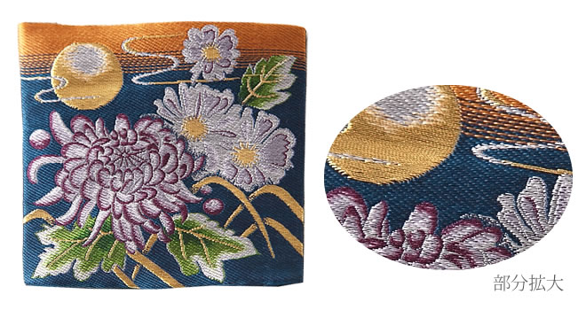 西陣絹織物　金襴コースター　「菊」