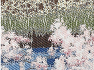 富士山の織物拡大・絹糸　